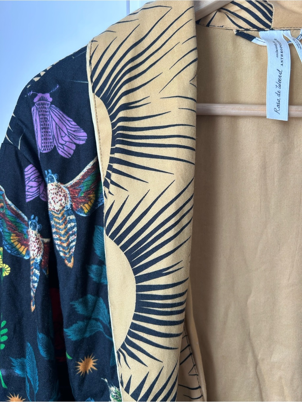 Anthropologie Black Sun & Botanical Print Robe - Picture 6 of 11